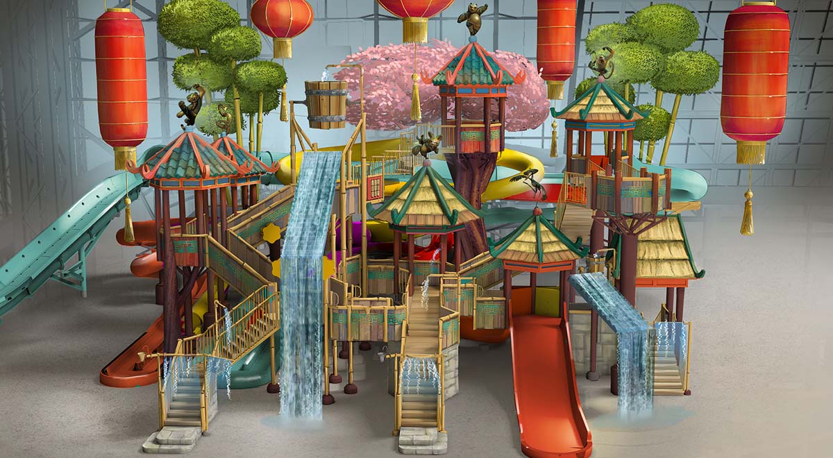 DreamWorks Water Park Kung Fu Panda Slide Model