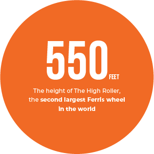 550 The height of the High Roller, the second largest ferris wheel in the world