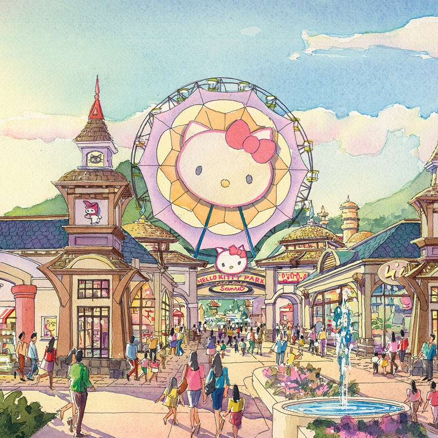 Hello Kitty Theme Park Ferris Wheel Concept Art